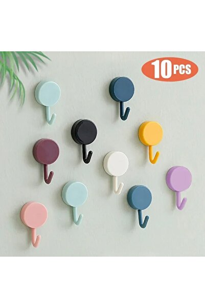 ebulduk Kendinden Yapışkanlı Renkli Duvar Askısı - Karışık 10 Adet Renkli Askı