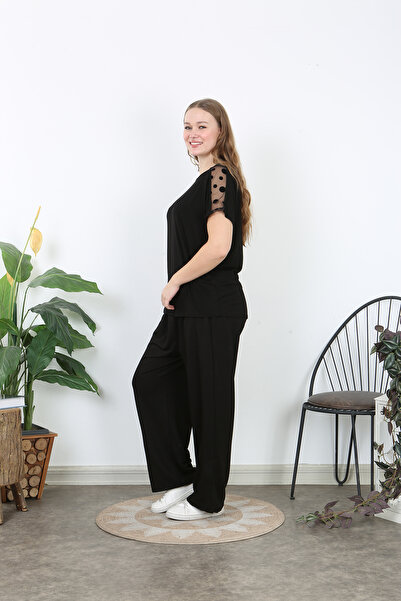 XL Modam Women's Li̇King Vi̇Skon Lace Sleeve Plus Size Suit