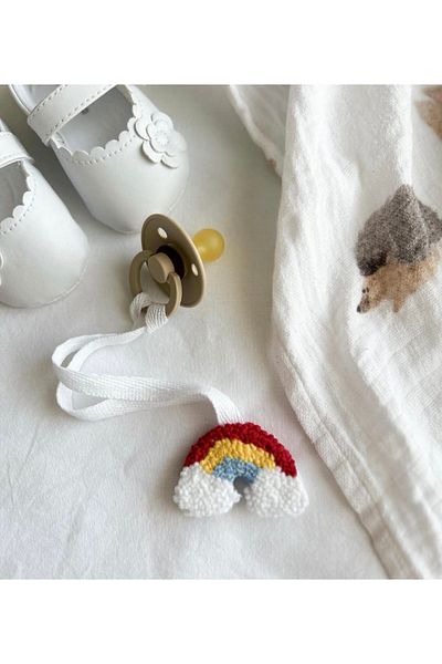 efecco Child Baby Special Design 100% Natural Cotton Rope Punch Double Sided Pacifier Strap
