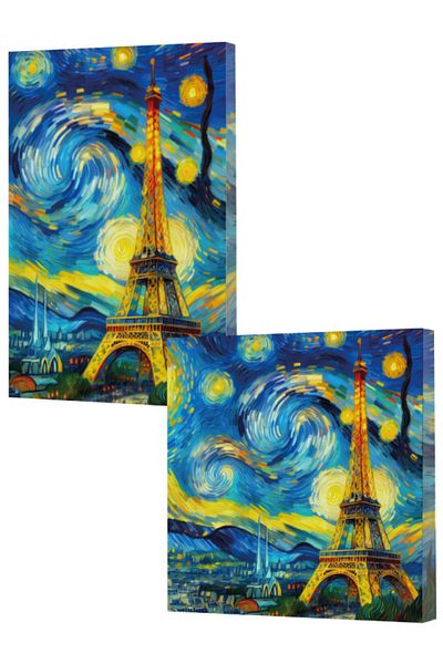 Dokuz Yayınları Vivago Art Van Gogh 9 Eiffel Tower 14X20 Lined Notebook-15X15 Unlined Notebook Set (320 Sheets)