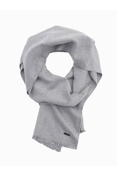 OMBRE Einfarbiger Herrenschal mit Fransen - grau V3 OM-ACSF-0116