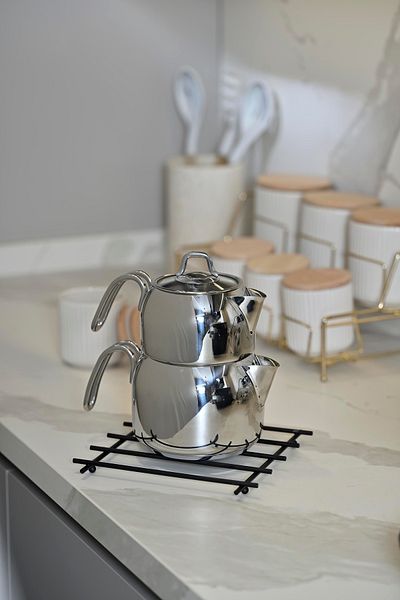 Edora Home Μαύρο ματ Nihale - Επίπεδη ράβδος, πυρίμαχο, μαξιλαράκι πάγκου, ανοξείδωτο μέταλλο
