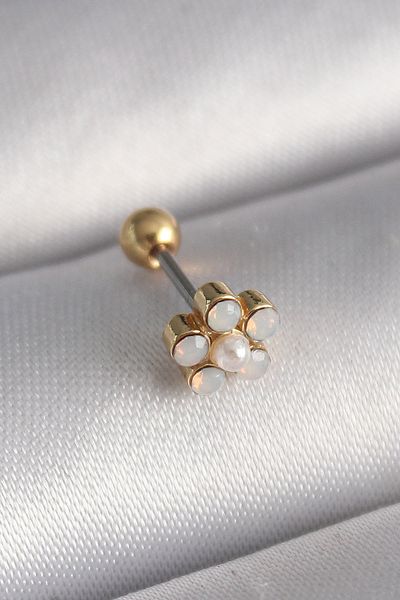 Skygo 316L Steel Gold Color Zircon Stone Flower Model Tragus Piercing - Tj-Pr1282