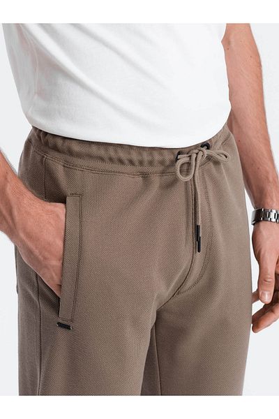 OMBRE Men's carrot cut sweatpants - brown V2 OM-PASK-0166 L