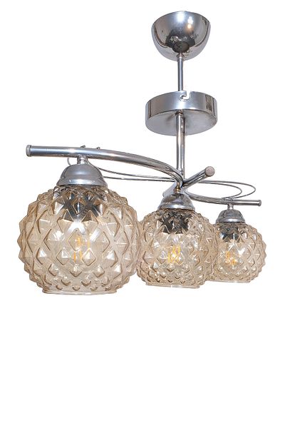 Fer Avize Rengin Modern Chrome Color 3-Piece Glass Chandelier Living Room - Kitchen - Bedroom
