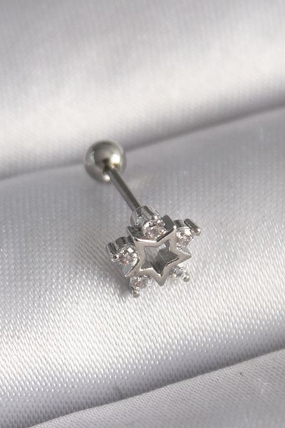 Skygo 316L Steel Silver Color Zircon Stone Star Model Tragus Piercing - Tj-Pr1297
