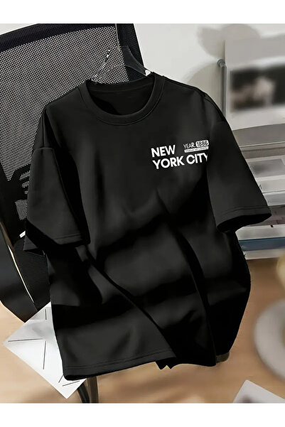 Frisson Desenli Rahat Crew Boyun Tişörtü XS-7XL