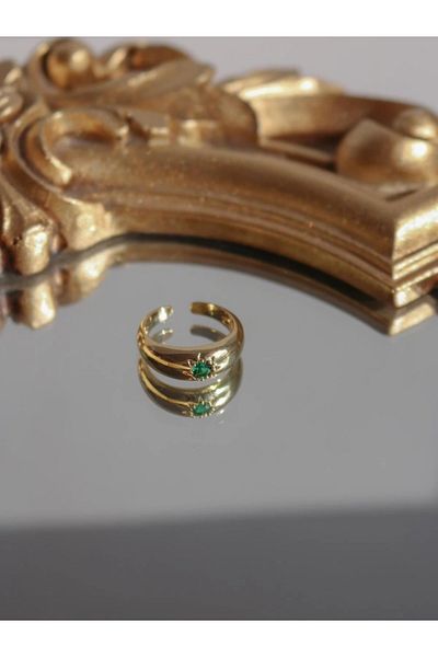 Reorah Collection Flower Greenstone Glow Ring-Green Stone Star Flower Ring