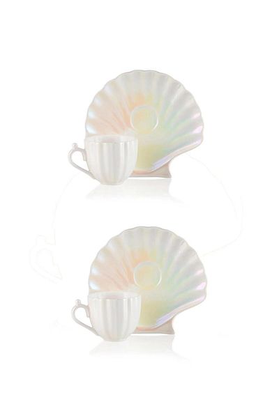 Perotti Pearl Oyster 2-Person 4-Piece 90ml Porcelain Coffee Cup Set