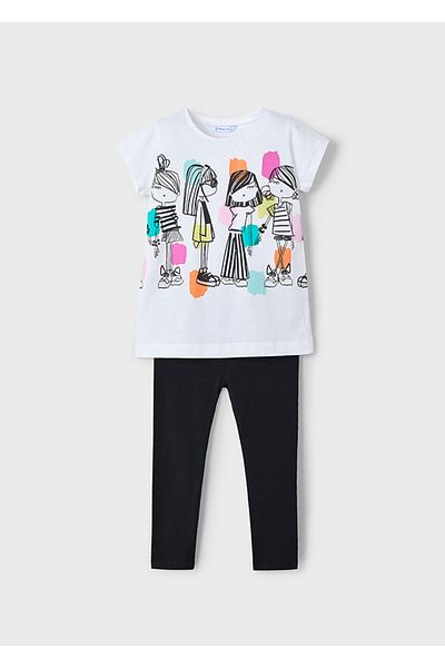 MAYORAL Girl's T-Shirt and Tights Set - Printed 3713