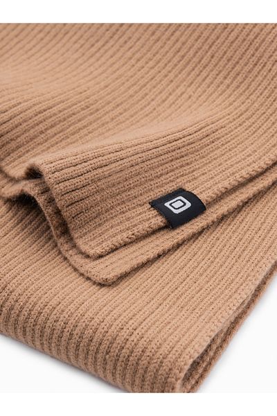 OMBRE Einfarbiger Rippenstrickschal für Herren - hellbraun V4 OM-ACSF-0119