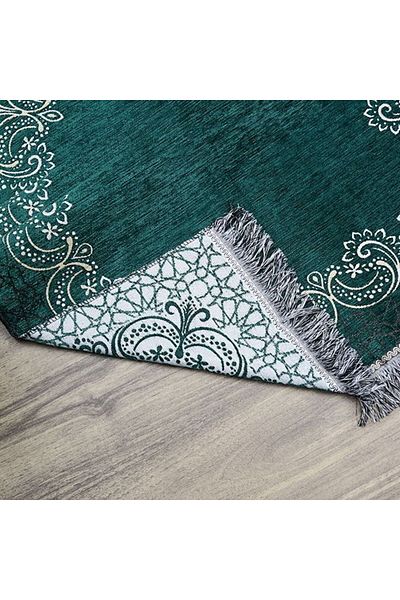 İkranur We Embroider Your Name on the Prayer Rug, Personalized Prayer Rug Munis Green 65X115 cm - 320 Gr