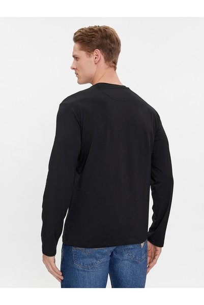 Guess Jeans Tricou negru cu mânecă lungă pentru bărbați Guess Mako