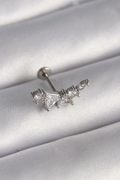 Skygo 316L Steel Silver Color Zircon Stone Tragus Piercing - Tj-Pr1337