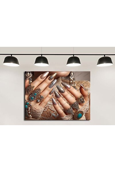 caddeko dkm-trn13 Nail Art Tırnak Süsleme Sanatı Kanvas Tablo Güzellik Salonu...