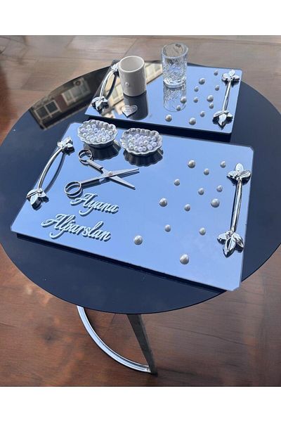 CyzHome Tycho Pearl Engagement Ring and Cup Tray - Coffee Color Gift Set