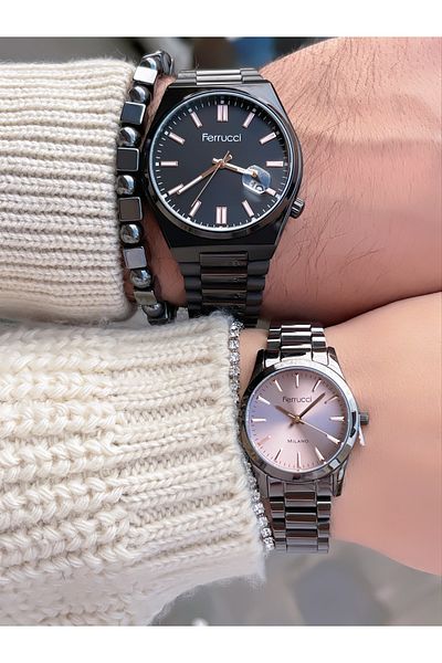 Ferrucci Steel Cord Lovered Double Wrist Watch and Arm Bag