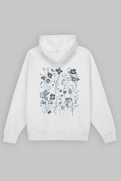 PURE EFFECT Wide Fit Oversize Hooded Kangaroo 3 Thread Hooded White Sweatshirt