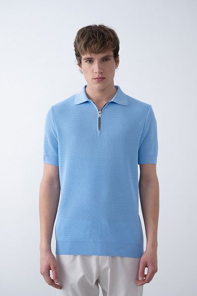 İLKCET MODA Μπλουζάκι Basic Knitwear με γιακά με φερμουάρ
