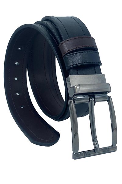 S.S SÜZER DERİ Brown / Black Double Sided Faux Leather 4 cm Unisex Sports Belt