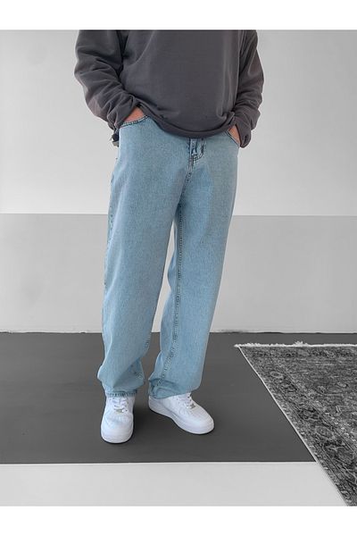 NO1 KONSEPT Blue Baggy Fit Relaxed Fit Jean Trousers