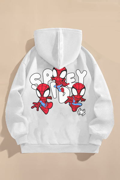 CC STORE Детски суитшърт с три нишки, бял, с релефен щампован принт | Спайди ...