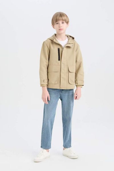DeFacto Boy's Water Repellent - Hooded and Zippered Raincoat D5914A825Sp
