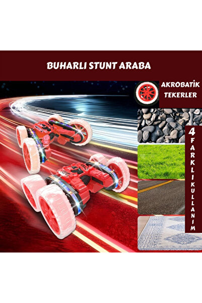 YILDIRIM OYUNCAK Uzaktan Kumandalı Full Fonksiyon Şarjlı Işıklı, Buharlı Sprey Atan 360 Stunt Araba Akrobatik Ledli