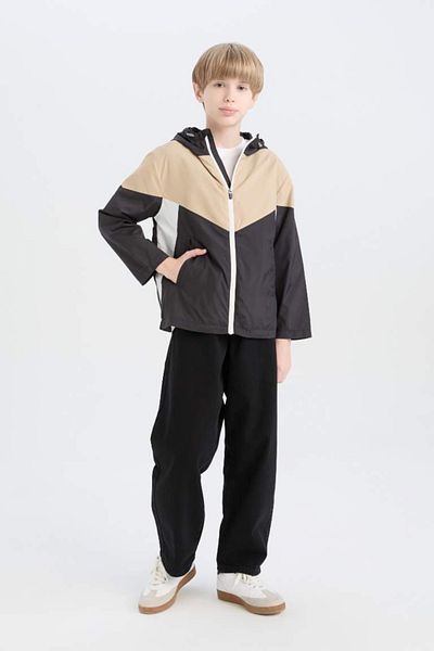 DeFacto Boy's Water Repellent - Hooded and Zippered Raincoat D5921A825Sp