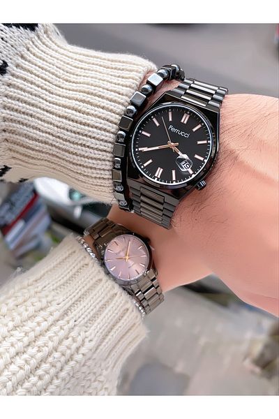 Ferrucci Steel Cord Lovered Double Wrist Watch and Arm Bag