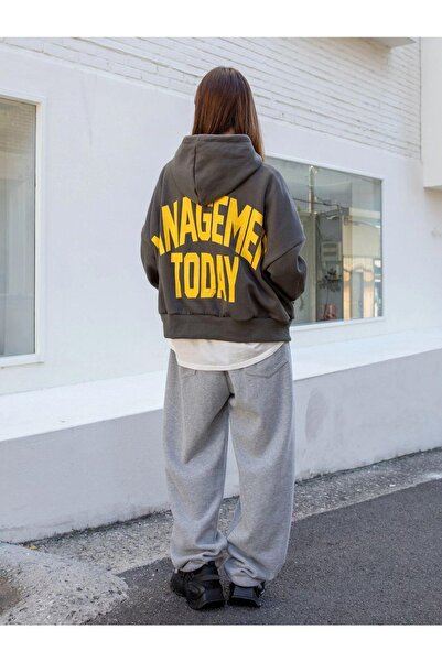 CC STORE Women's Anthracite 50 Management Printed Oversize Sweatshirt