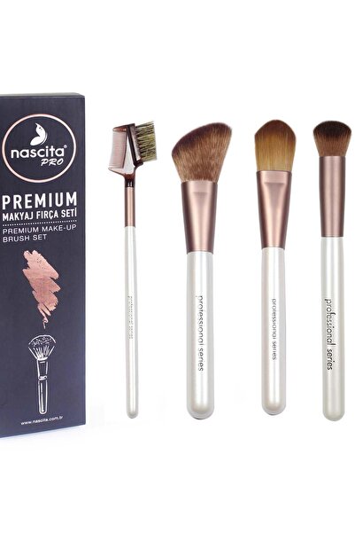 nascita مجموعة فرش مكياج محبوبة جدًا مكونة من 4 قطع