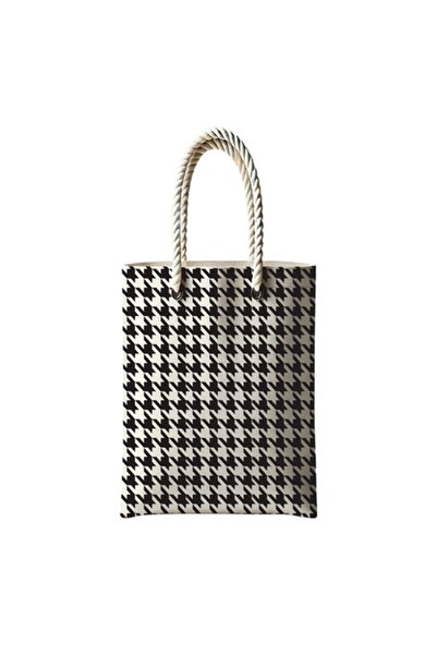 ESA GLOBAL Patterned Daily Use Bag Houndstooth Pattern Themed Zippered Cloth Bag