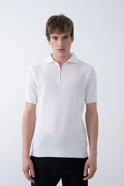 İLKCET MODA Μπλουζάκι Basic Knitwear με γιακά με φερμουάρ