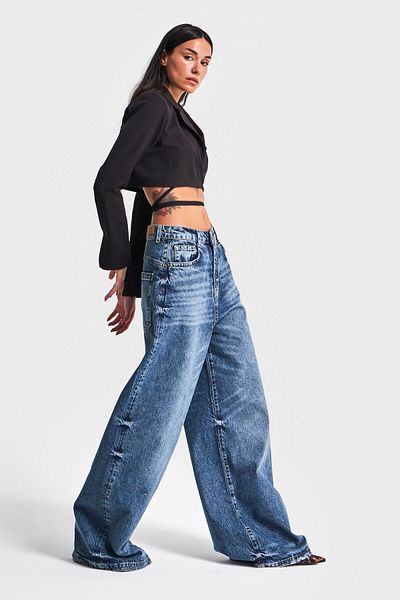 its basic Γυναικείο μπλε τζιν χρώμα 4W4-24 Mega Baggy Fit 100% Koton Super Loose τζιν τζιν
