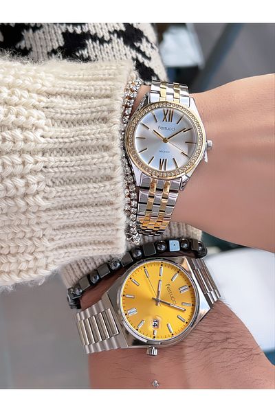 Ferrucci Steel Cord Lovered Double Wrist Watch and Arm Bag
