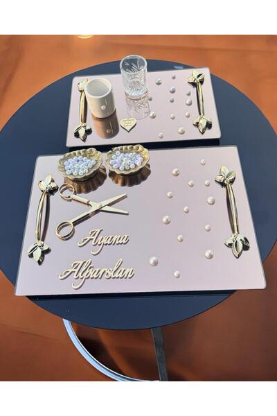 Cyz Home Tycho Pearl Engagement Ring and Groom Coffee Tray - Ribbon Gift Set