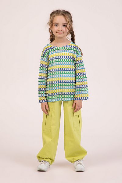 DMB BOYS & GIRLS Cargo Pocket Trousers Colorful Patterned Long Sleeve Knitwear 2-Piece Bottom-Top Girls' Set