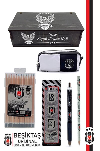 Beşiktaş Beşiktaş Orijinal Lisanslı Kalem Kalemtraş Bloknot Silgi Hediyelik Set