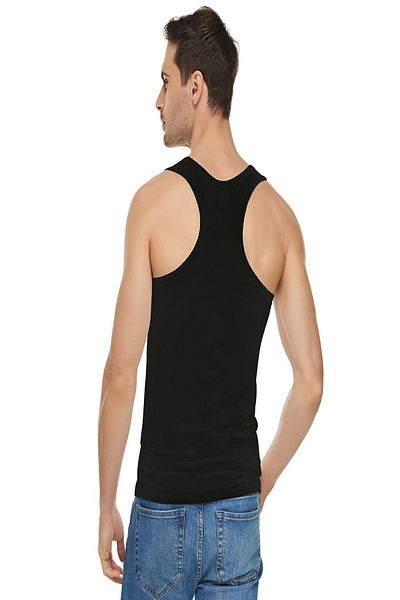 KEYAL Seher Men's Black 6 Pack Cotton Rib Rambo Undershirt