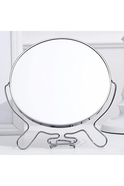 Tahtakale Dünyası 17 cm Büyüteçli Büyük Boy Çelik Şık 1X-5X Çift Taraflı Banyo Makyaj Kaş Tüy Alma Aynası