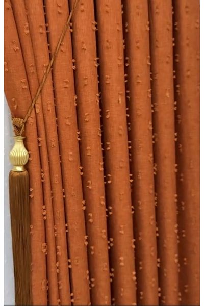 CEMRE 1/3 Close Pleat Backdrop Pompom Tile Raw Linen - Single Wing Ceiling Bracelet Gift