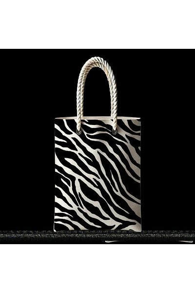 ESA GLOBAL Patterned Daily Use Bag Zebra Pattern Themed Zippered Cloth Bag