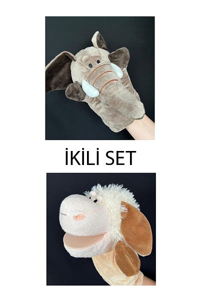 PeriYedi Hand Puppet Elephant and Lamb Friends Hand Puppet Set of Two