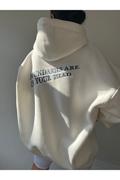 CC STORE Φούτερ με κουκούλα Boundaries Unisex Oversize Λευκό