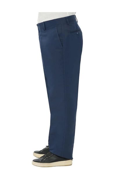 BURSPA Comfortable Cut Cotton Linen Navy Blue Dad Men's Trousers