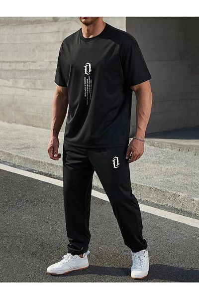 Pink Sky Μαύρο Σετ Φούτερ Vertical Jogger - Crew Neck, Oversize Cut