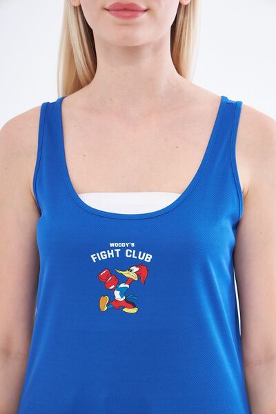 Moda Işık Спортивний майка з товстими бретелями, синього кольору Saks, з принтом качки