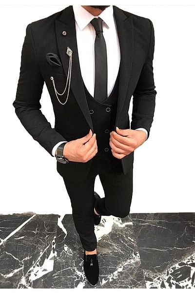 sarprun fashion Black Vest Suit