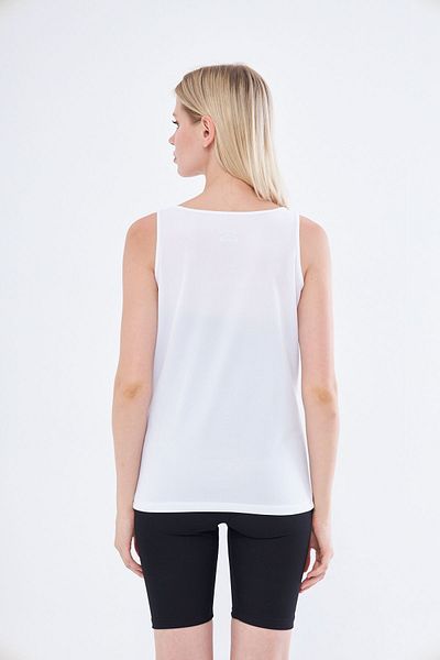 Moda Işık White Brush Printed Thick Strap Athlete Undershirt